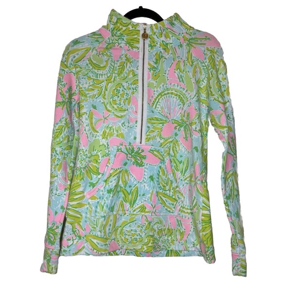 Lilly Pulitzer Skipper Half Zip Popover Coconut Jungle Small Great Gift - Picture 2 of 14